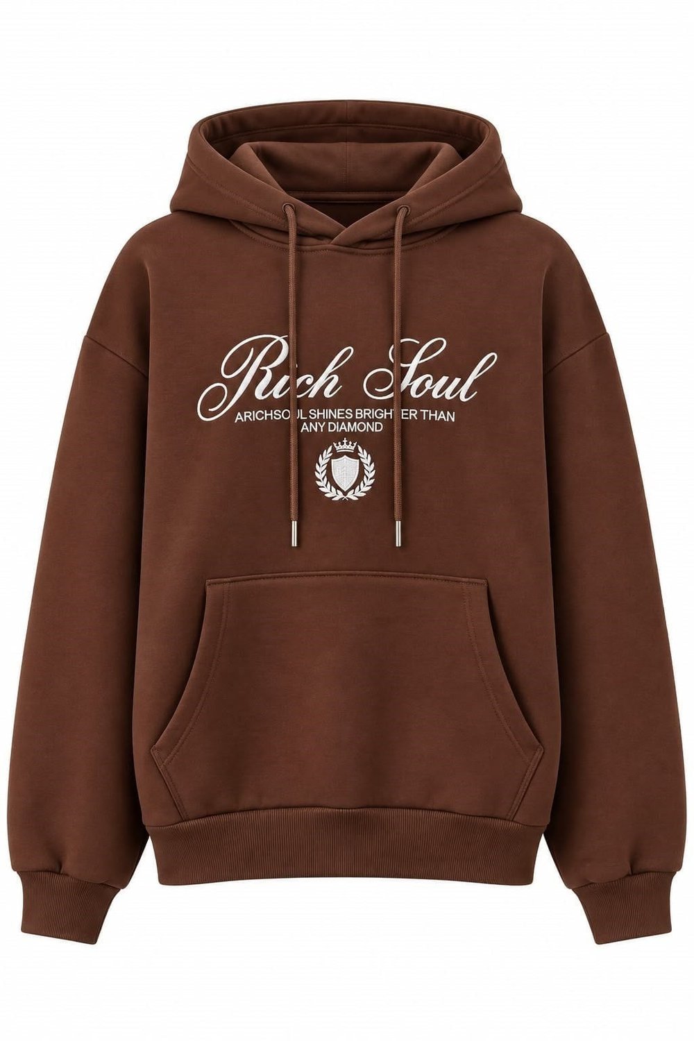 Kahverengi Baskılı Oversize Kapüşonlu Sweatshirt
