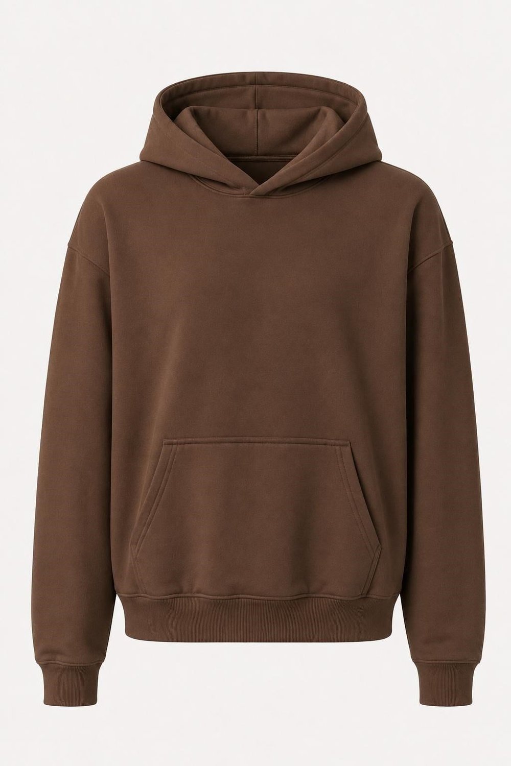 Kahverengi Kapüşonlu Kanguru Cep Sweatshirt