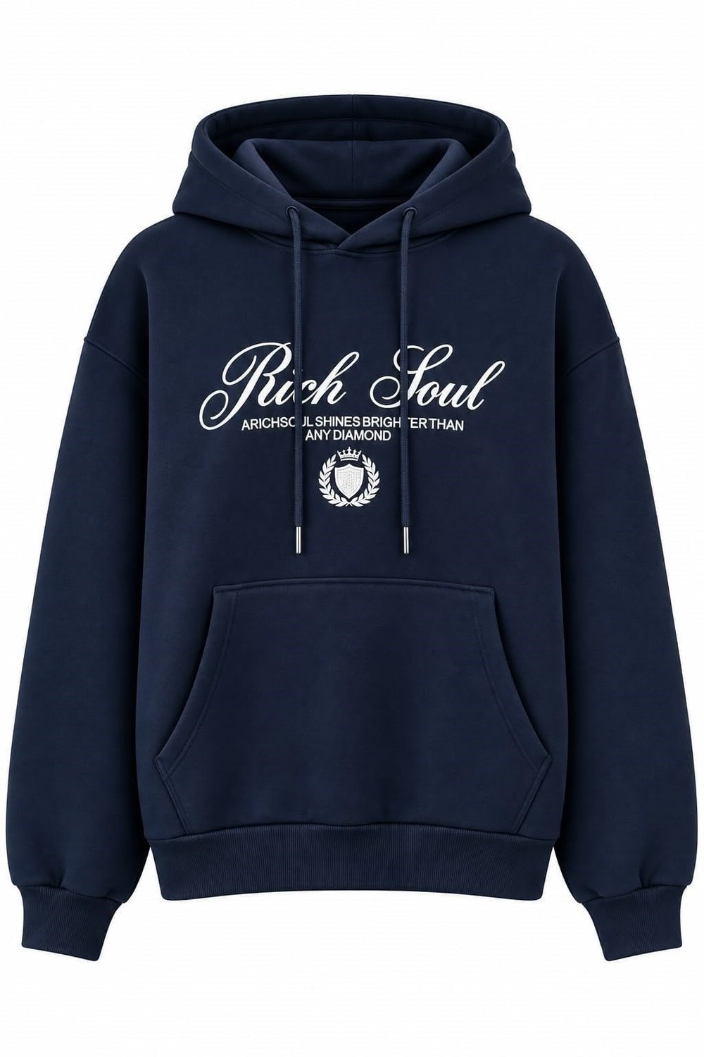 Lacivert Baskılı Oversize Kapüşonlu Sweatshirt
