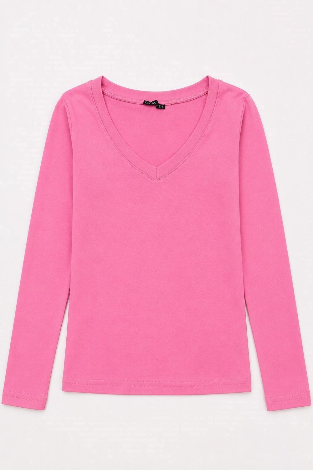Pembe V Yaka Uzun Kol Bluz