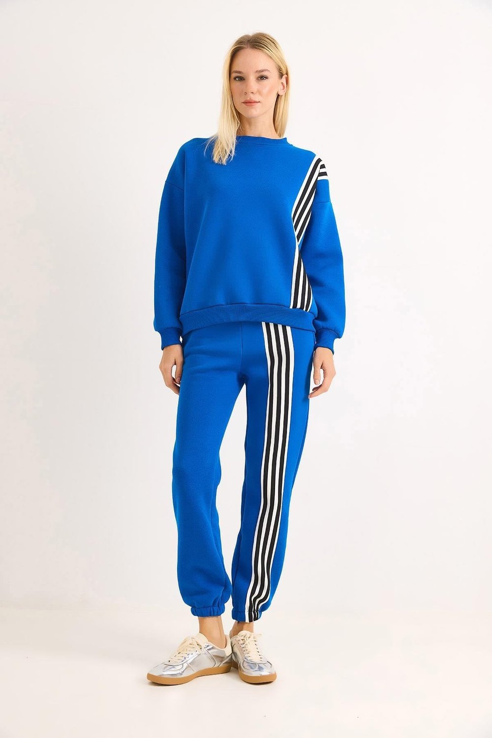 Saks Şeritli Şardonlu Pantolon