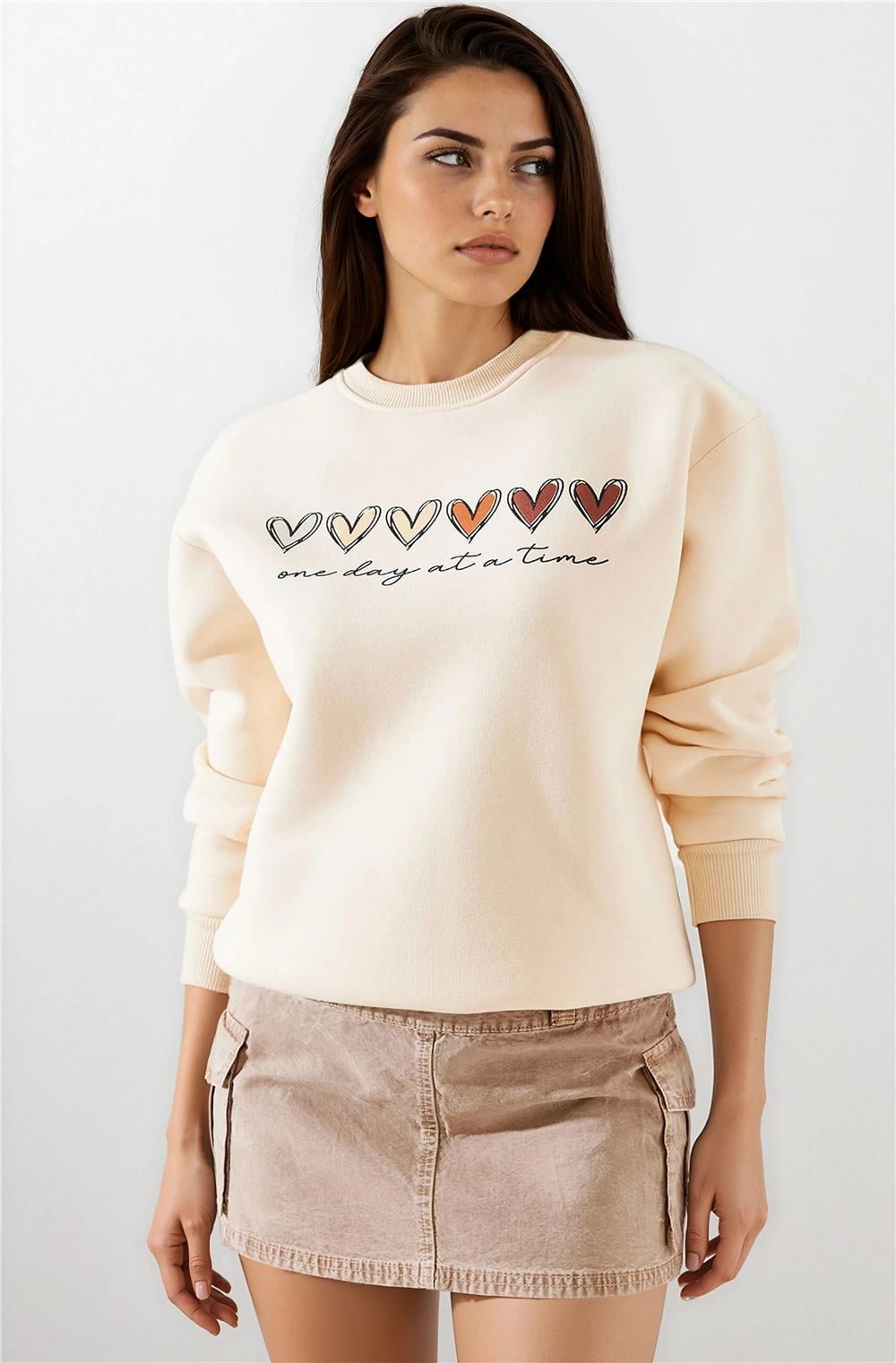 Bej Kalpli Sweatshirt