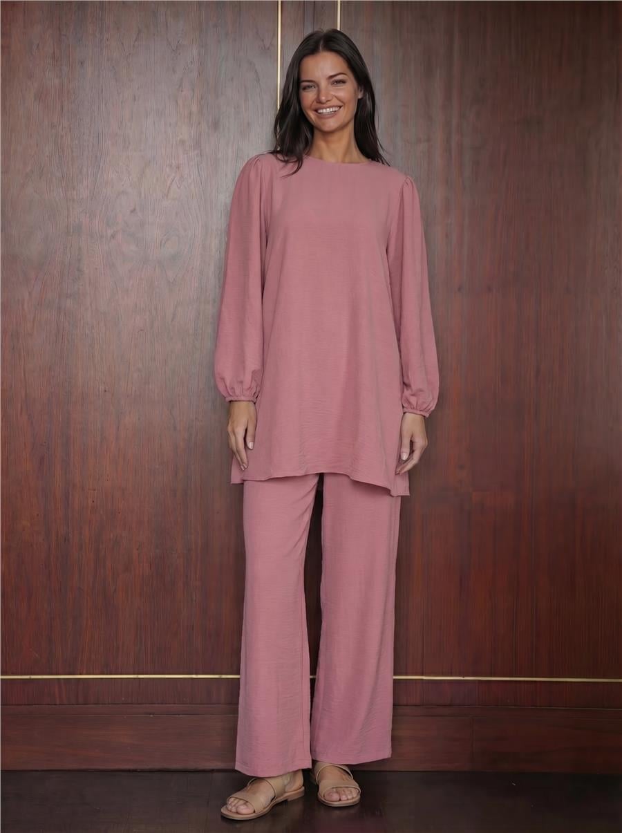 Pembe Ayrobin Tunik Pantolon İkili Takım