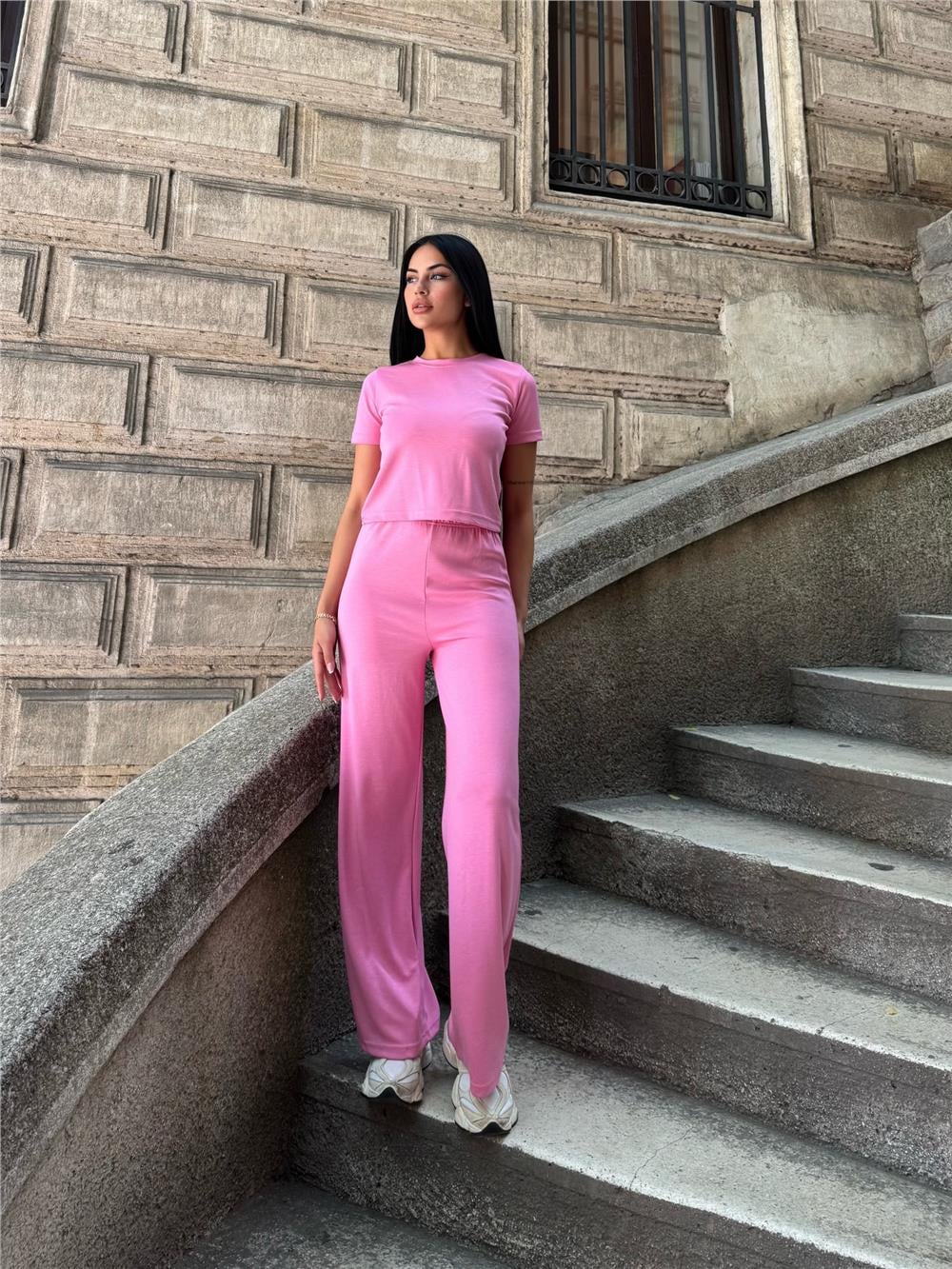 Pembe Modal Polyester Palazzo Cepli Takım