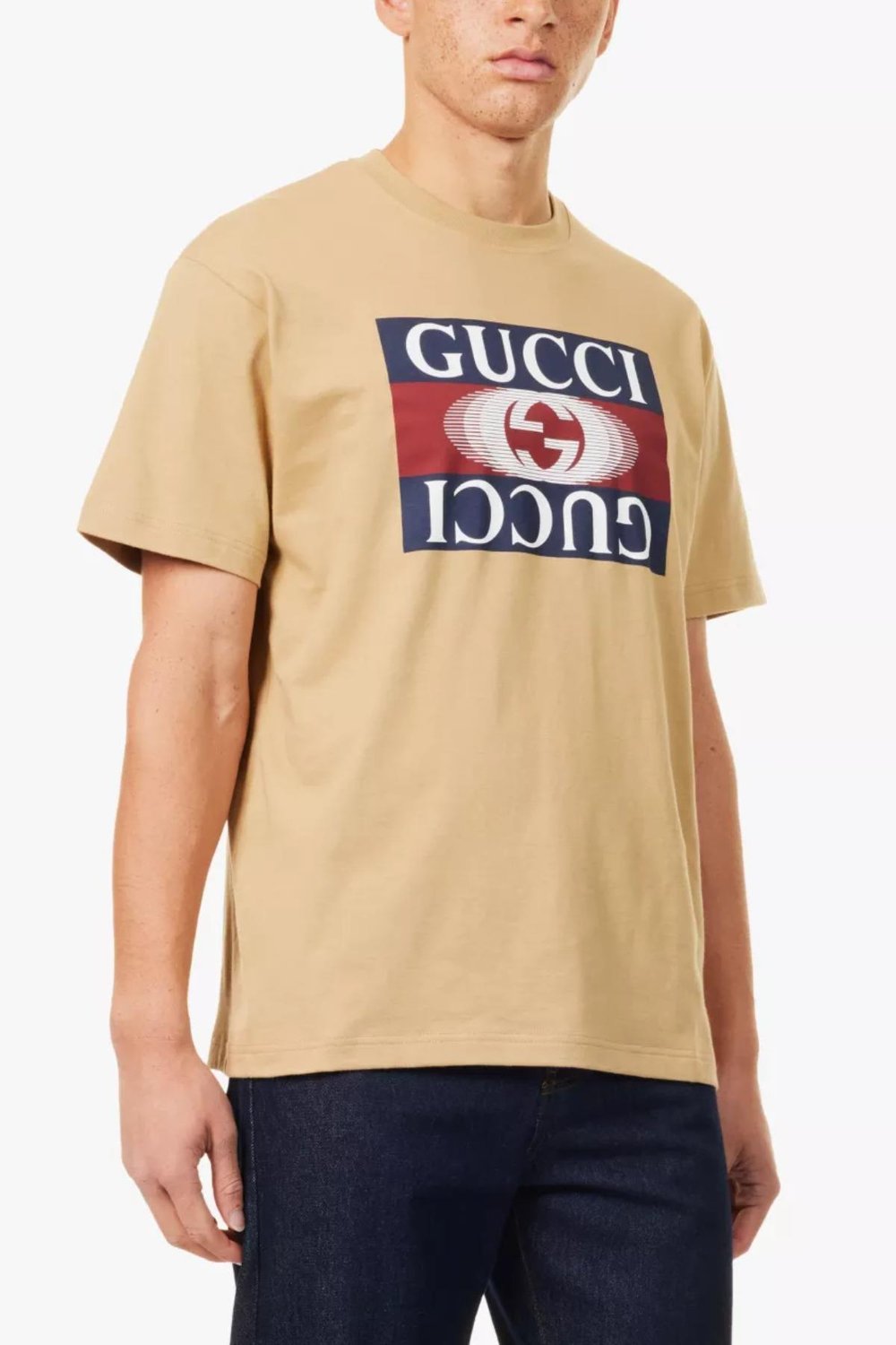 Gucci  Mirrored gg logo t-shirt Beige