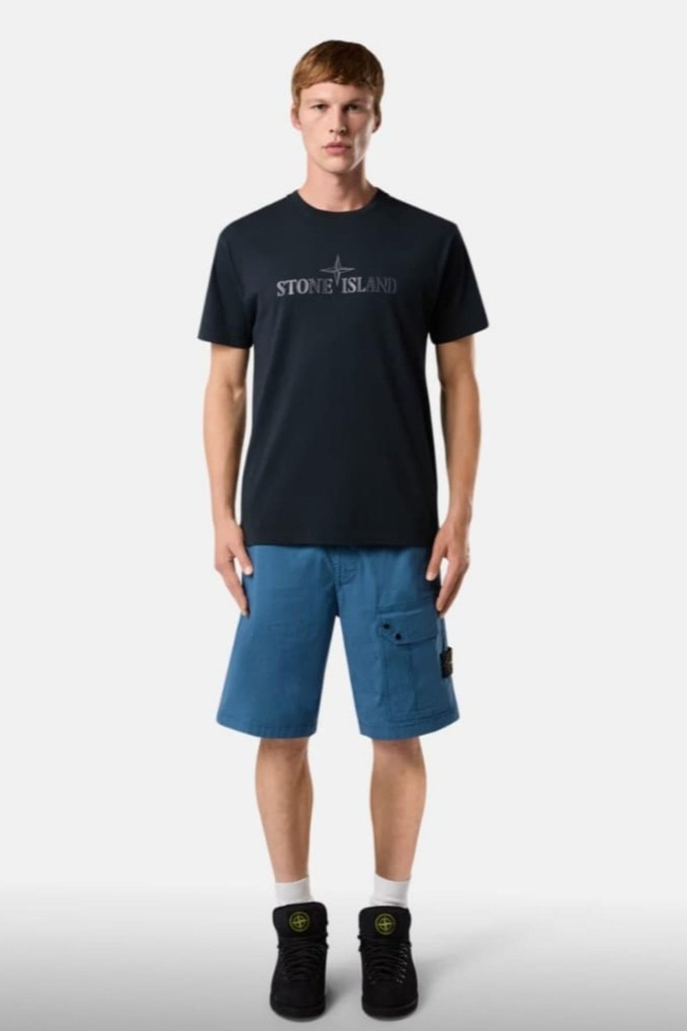 Stone Island Compass-print cotton T-shirt Dark Blue