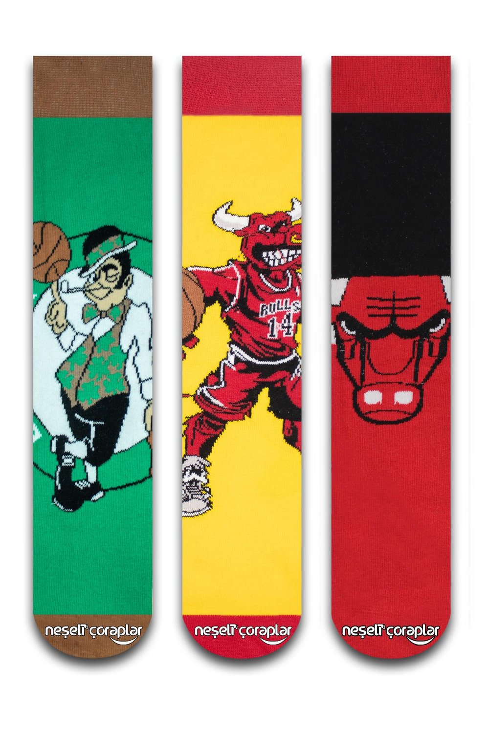 3'lü Basketbol Renkli Çorap Set