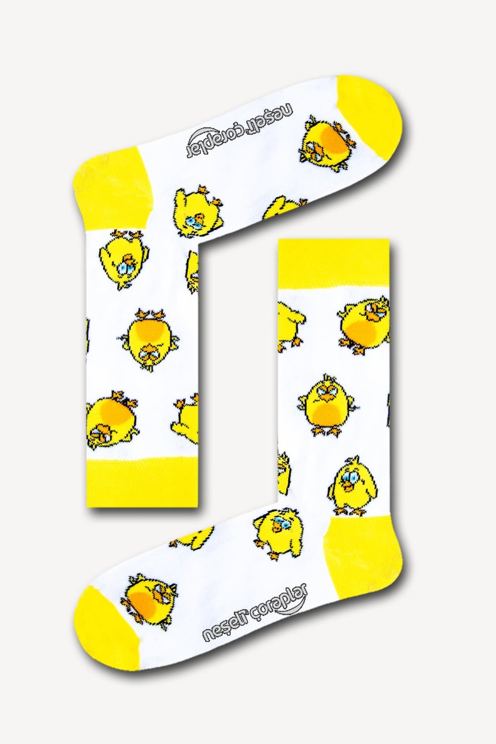 Beyaz Civciv Renkli Unisex Çorap