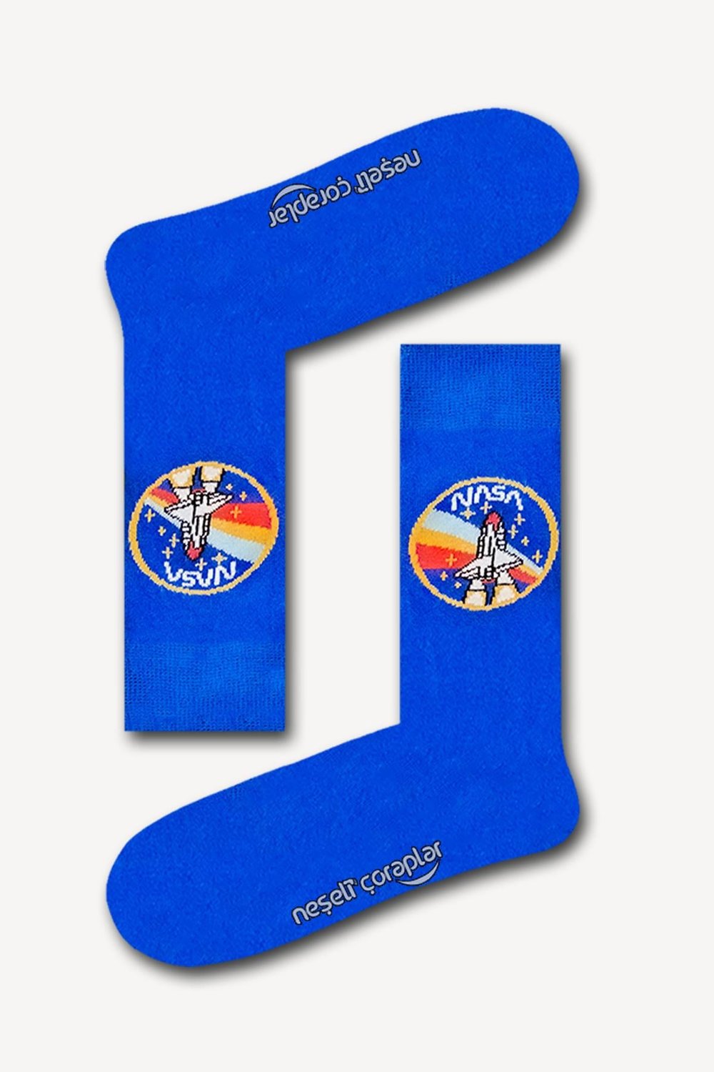 Mavi Nasa Renkli Unisex Çorap 