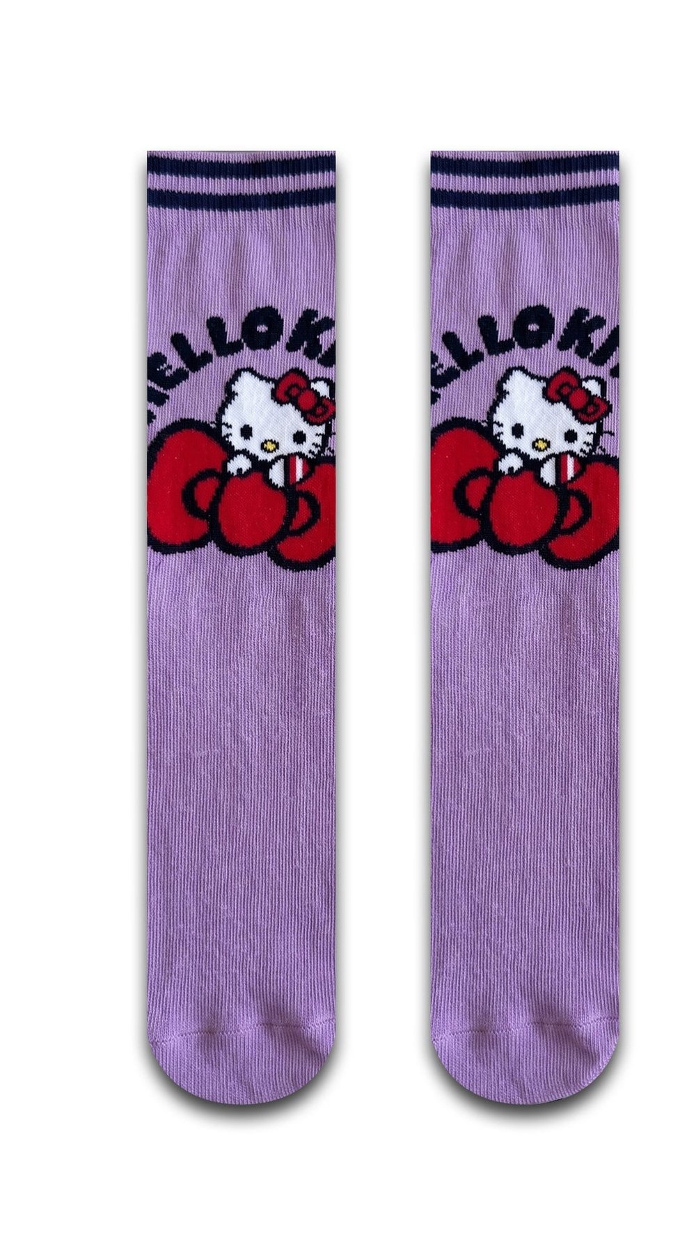Mor Hello Kitty Renkli Unisex Çorap 