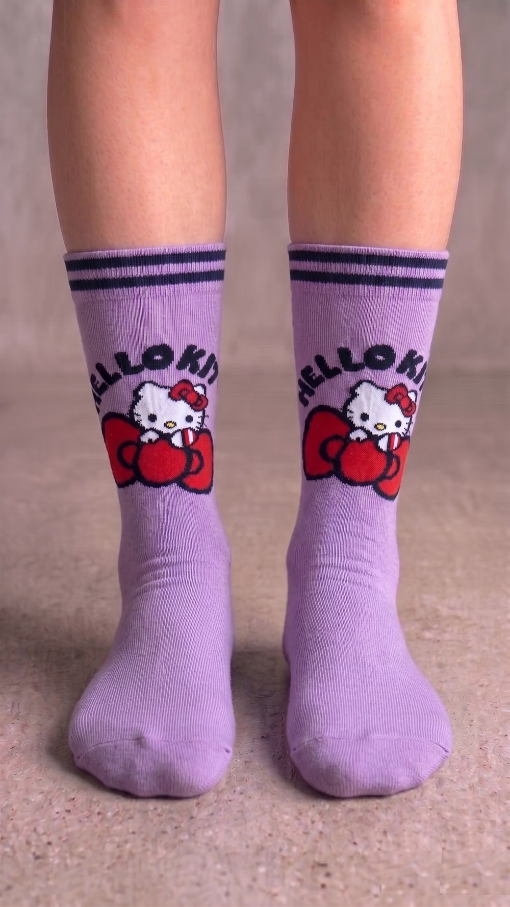 Mor Hello Kitty Renkli Unisex Çorap 