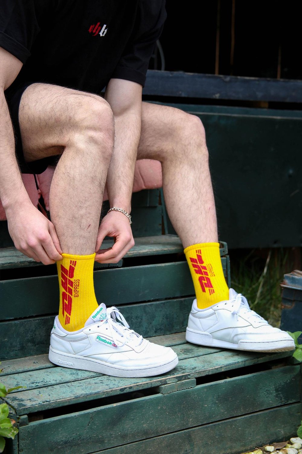 Turuncu Dhl Express Desenli Atletik Unisex Çorap