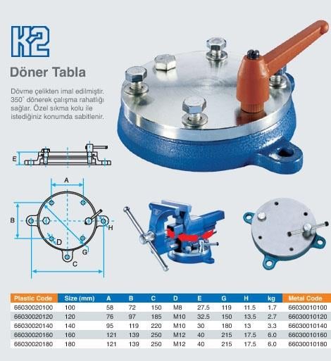 Kanca K2 Döner Tabla 100 mm