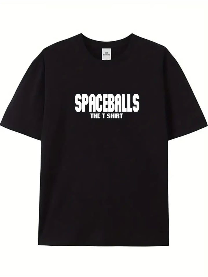 Baskılı Oversize Bisiklet Yaka T-shirt - Siyah