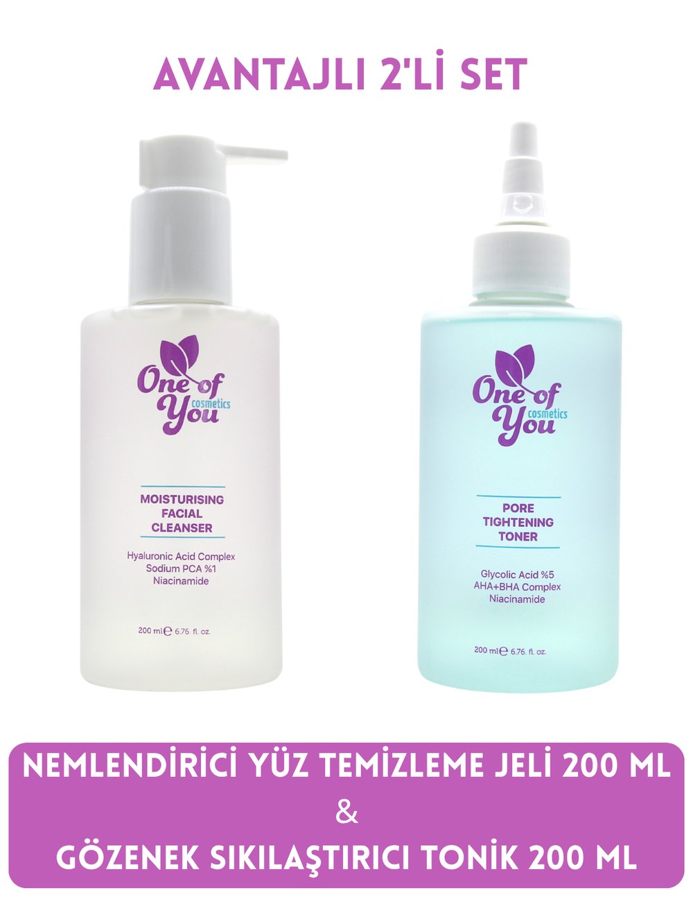 PORE TIGHTENING TONER 200 ML & MOISTURISING FACIAL CLEANSER 200 ML 2'Lİ SET
