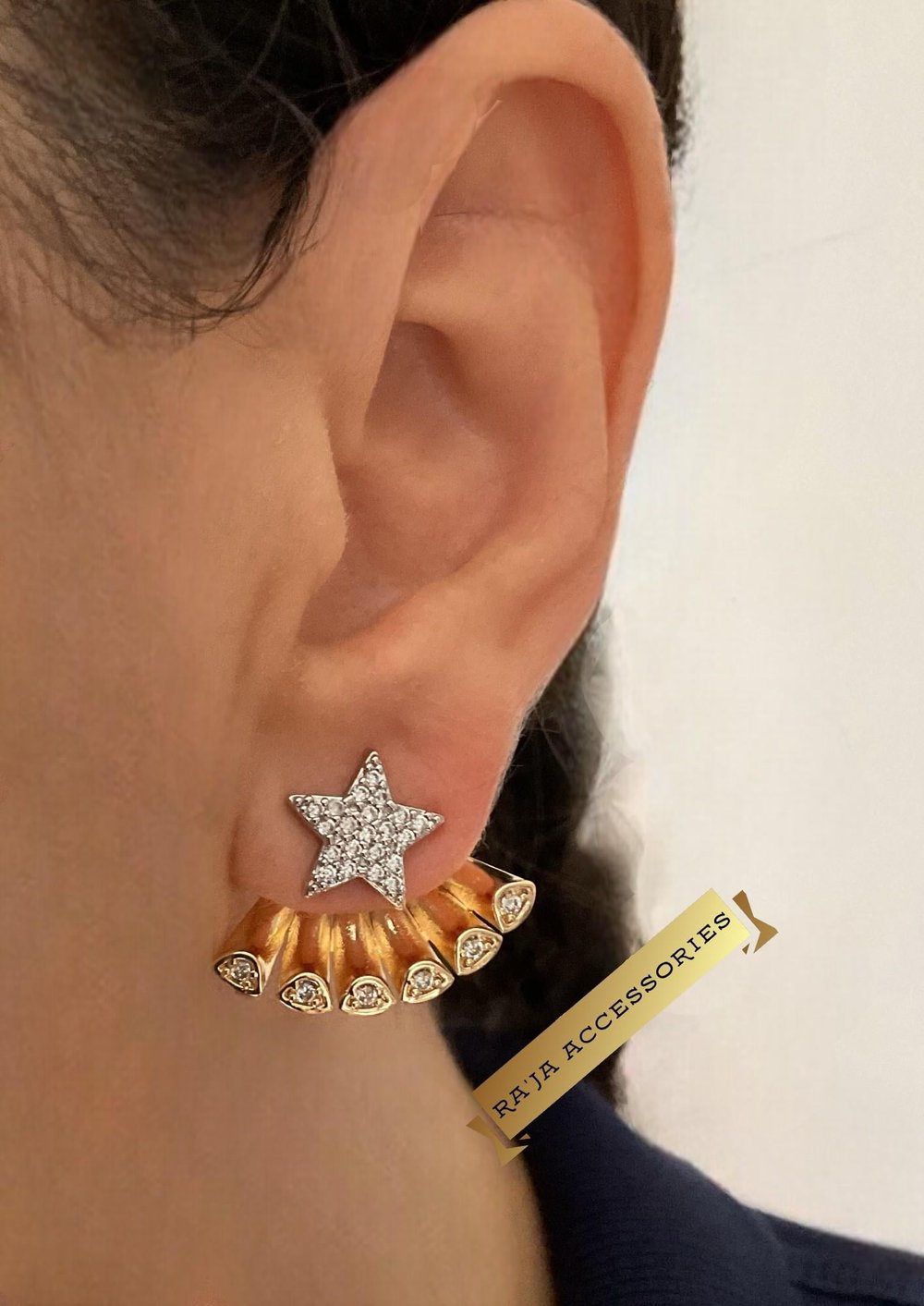 Çift Kullanımlı Gold Yıldız Midye Luxury Series Küpe