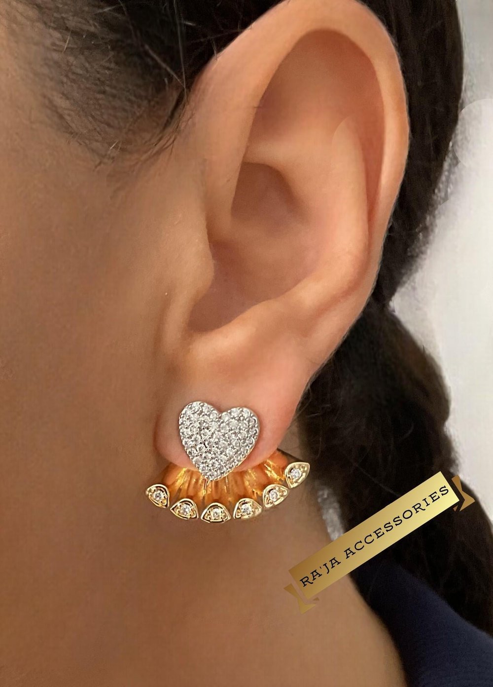 Çift Kullanımlı Gold Kalp Midye Luxury Series Küpe