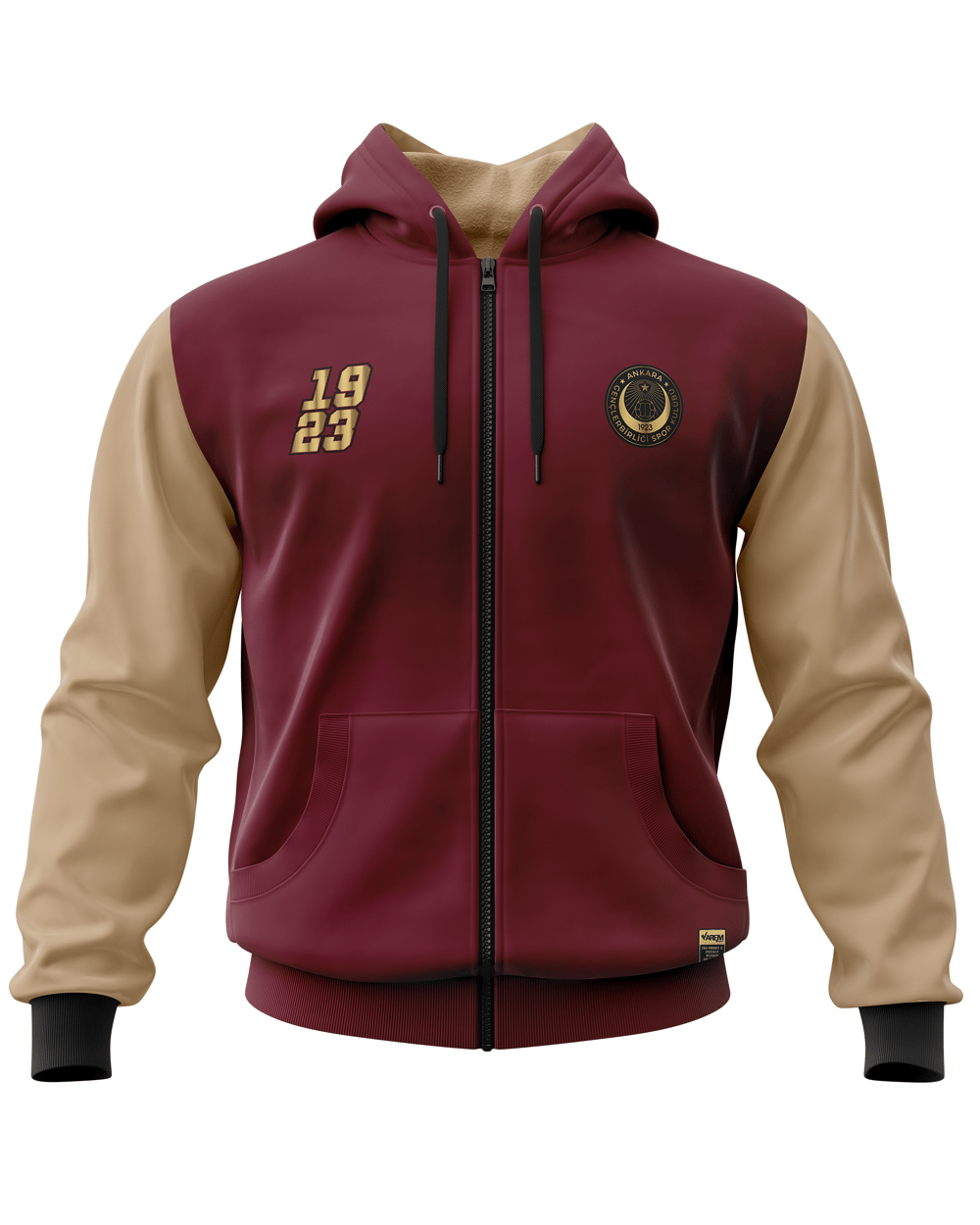 Gençlerbirliği Gold Bordo Özel Tasarım Fermuarlı Hoodie