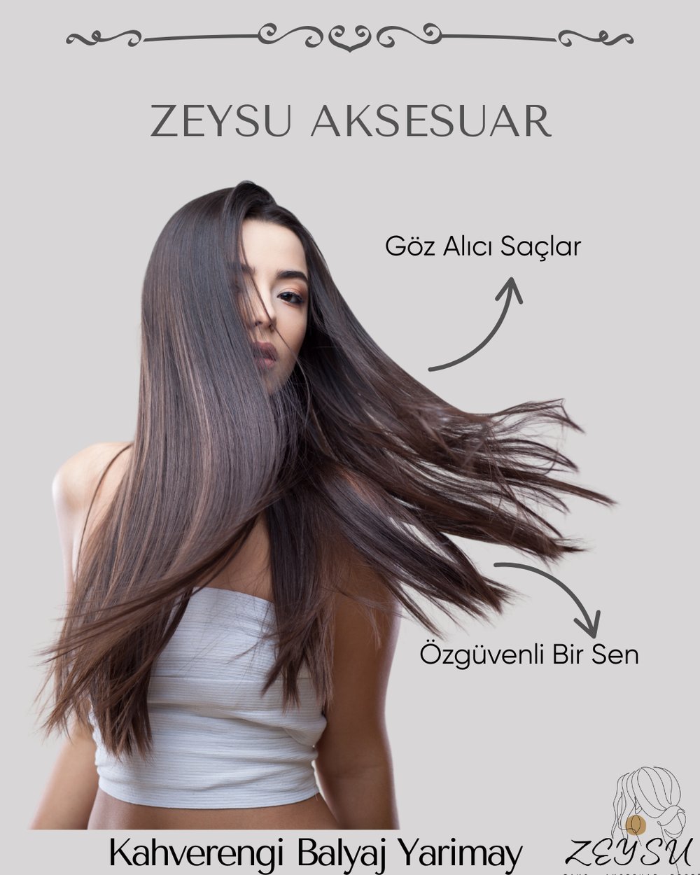 Kahverengi Balyaj Yarımay Saç Çıt Çıtlı Düz Postiş Takma Saç 60 Cm 110gr Isıya Dayanıklı