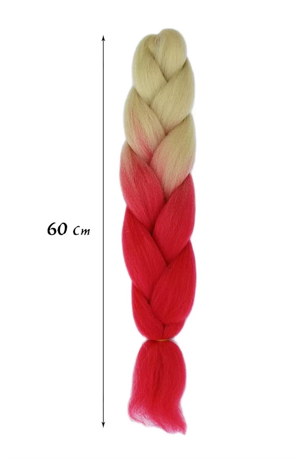 Süt Beyaz Kırmızı Ombreli Afrika Zenci Örgüsü Box Braid Sentetik Saç 60cm 100gr
