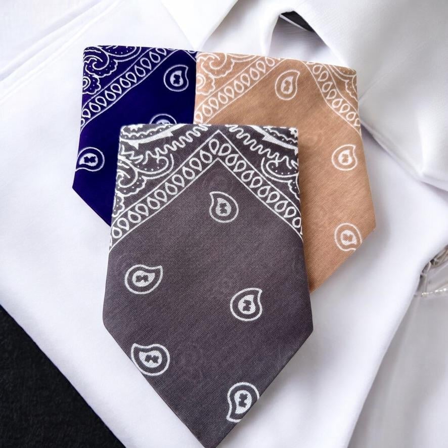 3'lü Etnik Desenli Mor, Açık Kahve Ve Gri Renk %100 Koton Bandana