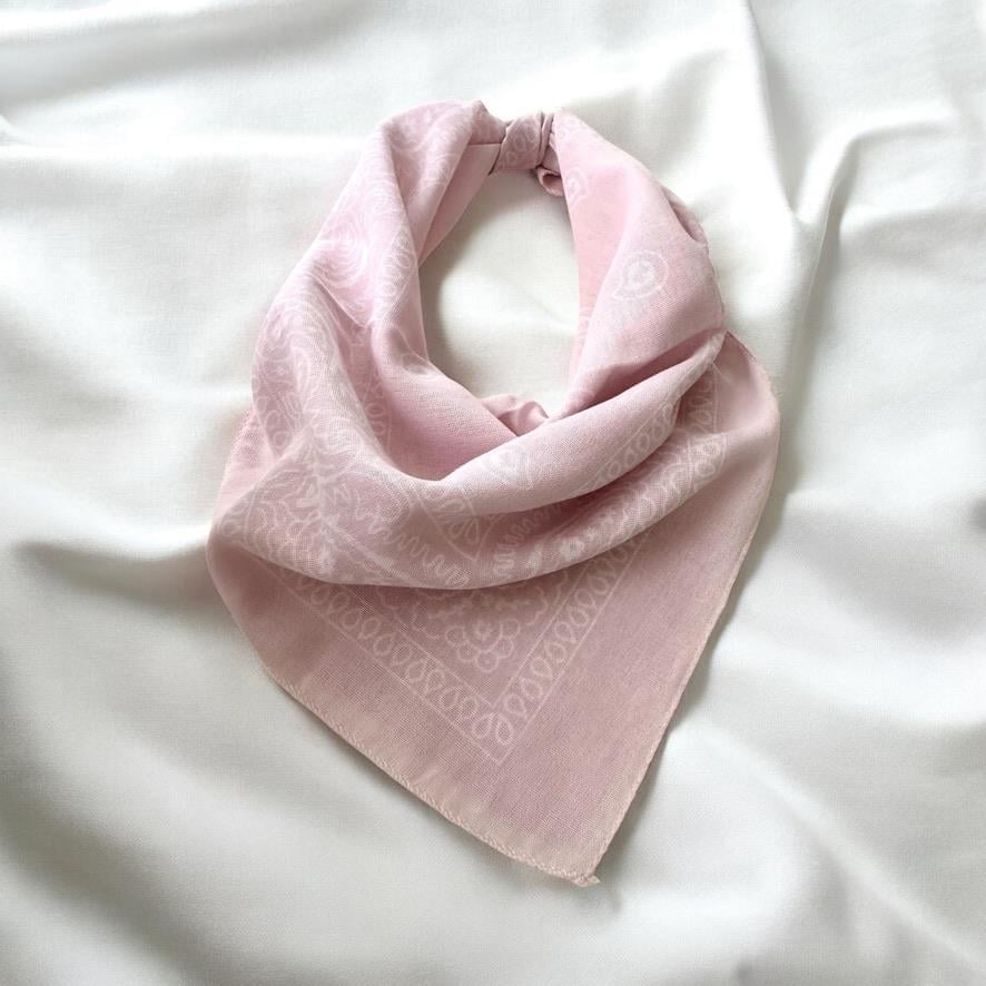 Açık Pembe Renk Etnik Desenli %100 Koton Bandana