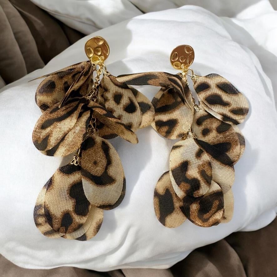 Leopar Desenli Uzun Küpe Boy 10 Cm