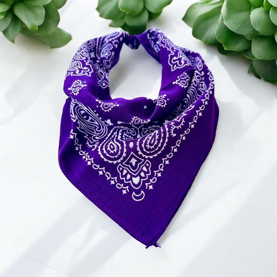 Mor Renk  desenli %100 Koton Bandana