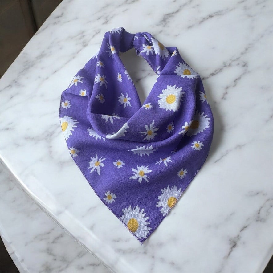 Mor Renk Güneş desenli %100 Koton Bandana
