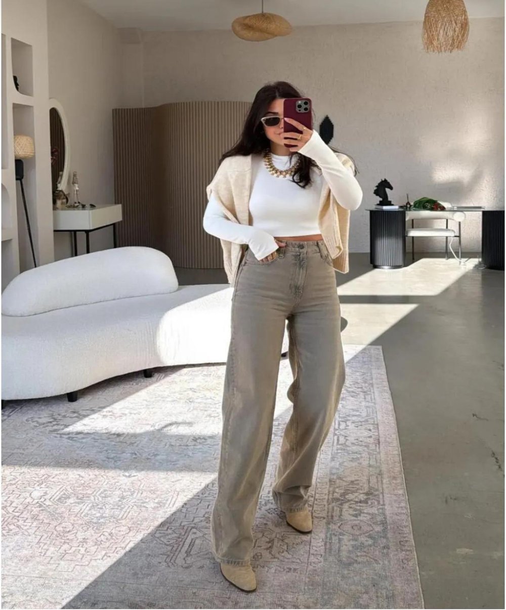 Kum Taşlama Wide Leg Jean ZR