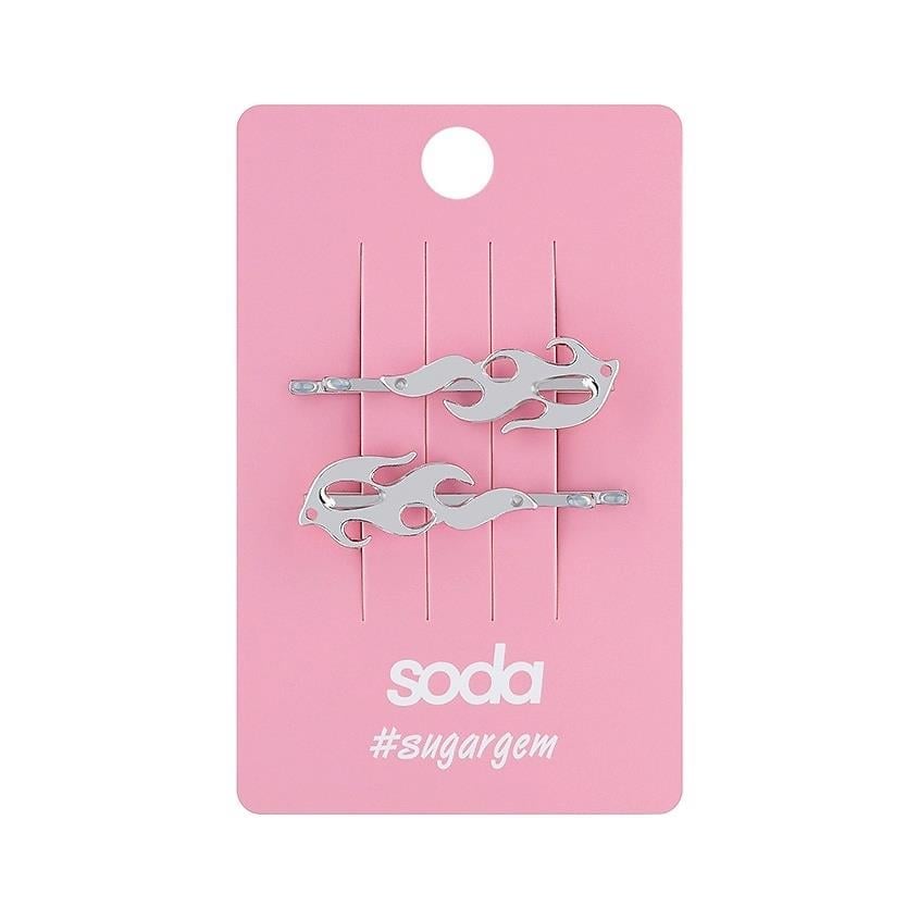 Hairpins-invisible for hair FIRE SILVER 2 pcs  sugargem