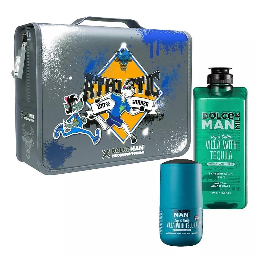 s/m Set 288 (g.d.d. Tequila Villa 460ml + deo Tequila Villa) cosmetic bag for men, travel.