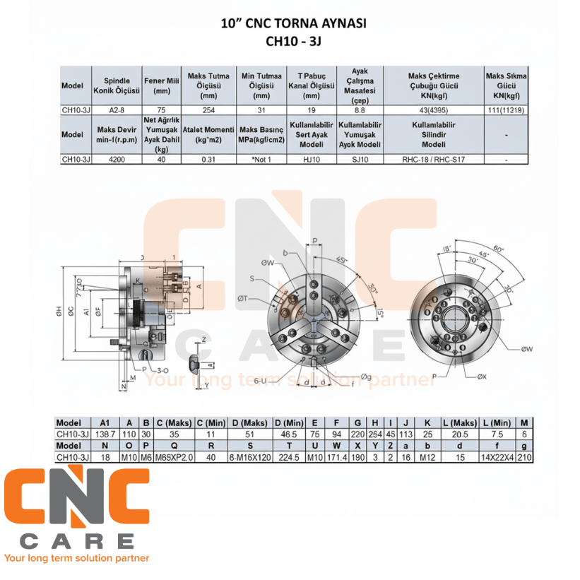 AUTOCLAWS  10 Inc 3 Ayak CNC Torna Aynası (CH10-3JA8)