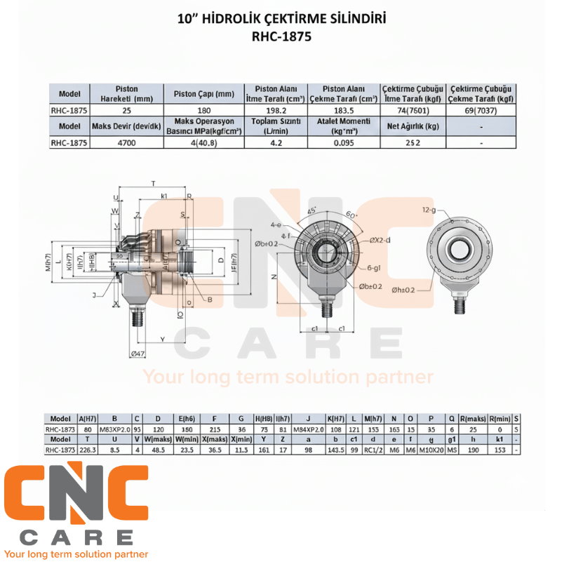 AUTOCLAWS 10 Inc Hidrolik Çektirme Silindiri (RHC-1875)