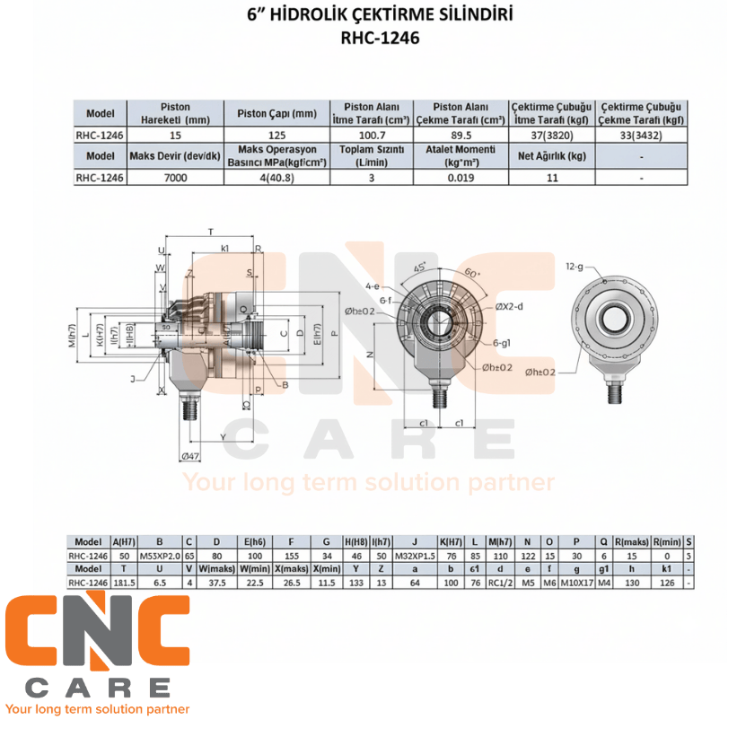 AUTOCLAWS 6 Inc Hidrolik Çektirme Silindiri (RHC-1246)