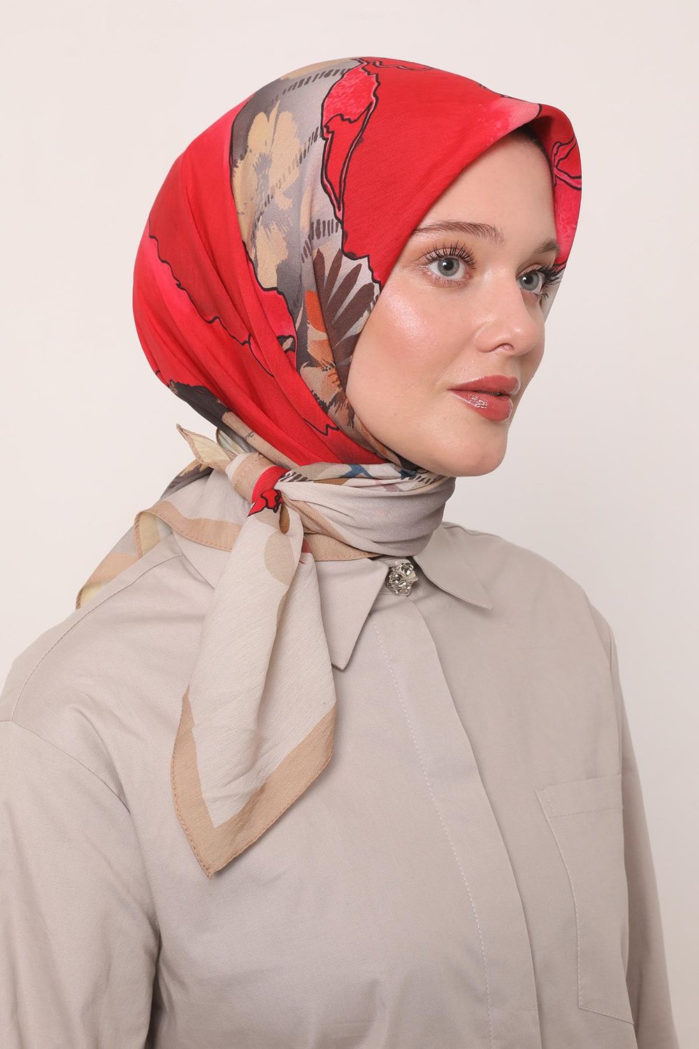 Flora Eşarp | Bej Işıltısı