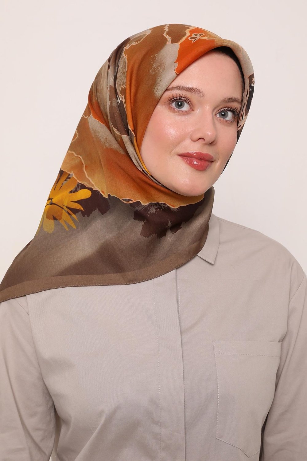 Flora Eşarp | Derin Kahve