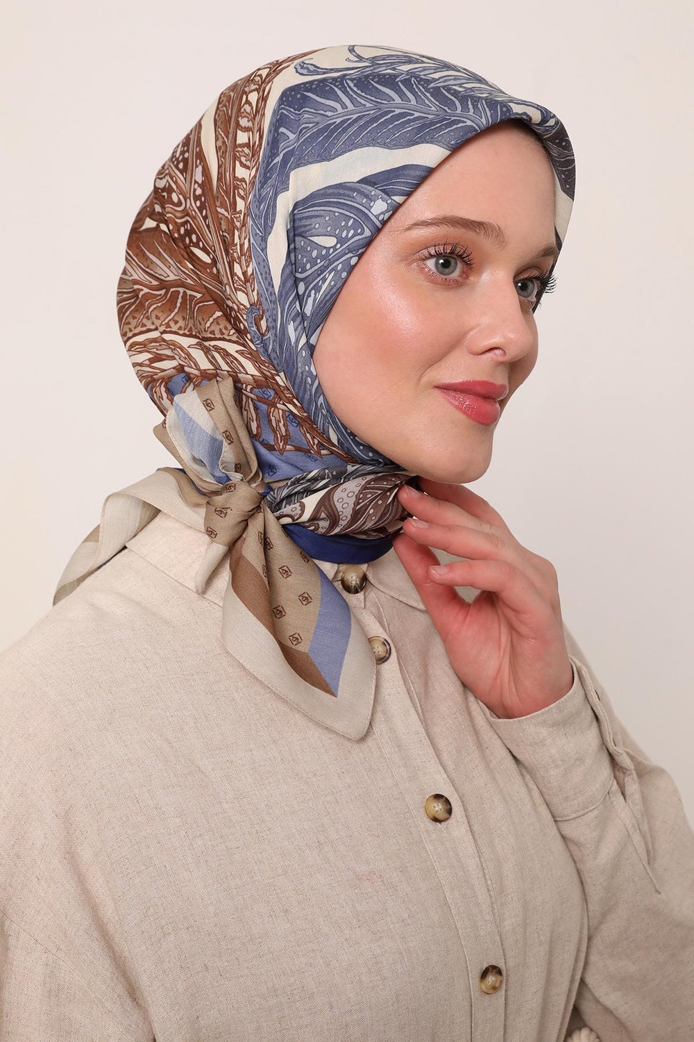 Flora Eşarp | Mistik Mavi
