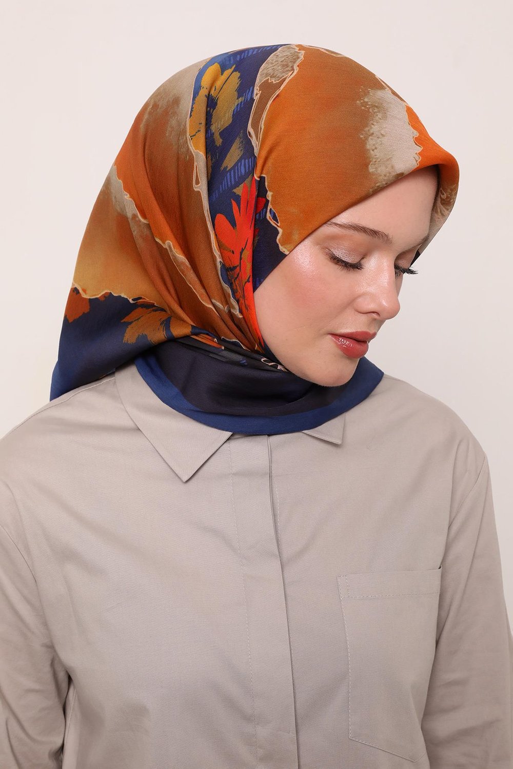 Flora Eşarp | Yağmur Laciverti