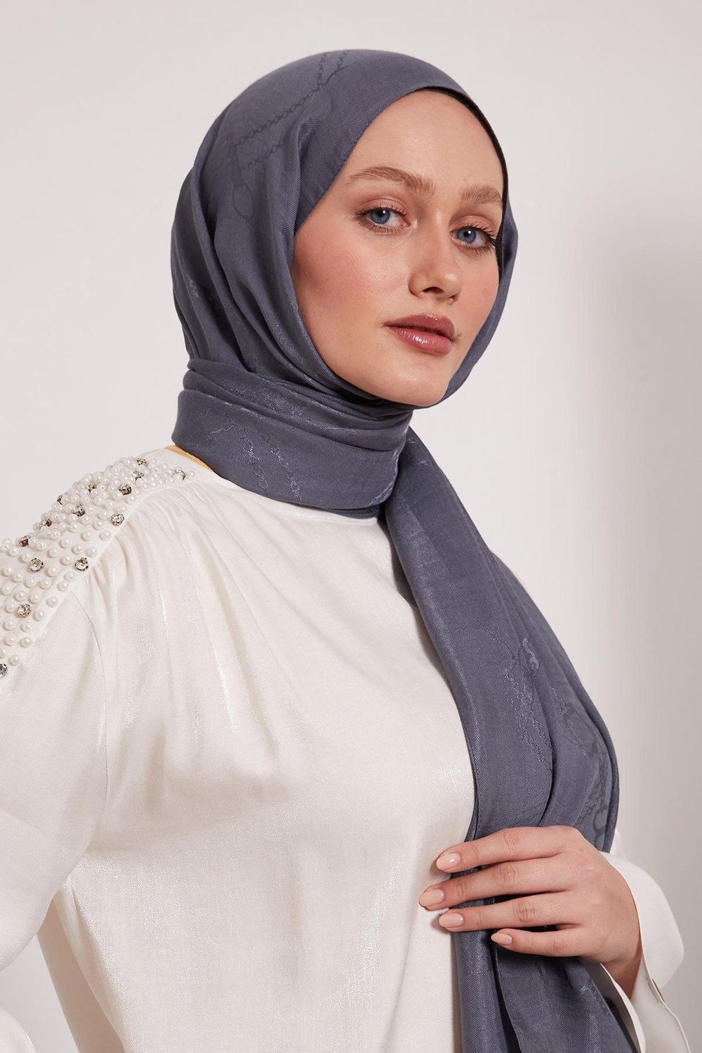 Lyocell Naia Jakarlı Şal | Füme