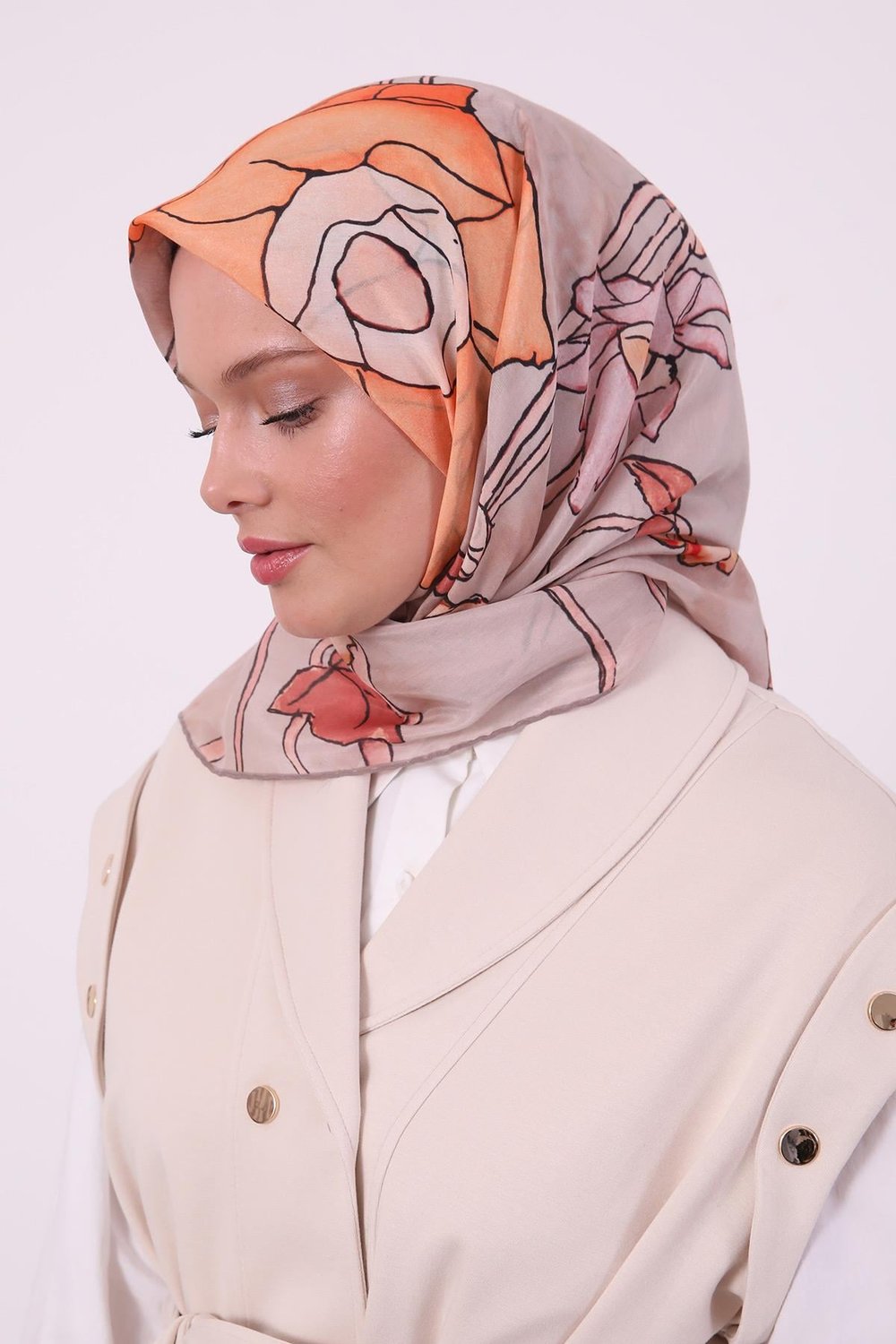 Silk Elite Eşarp | Zarif Vizon
