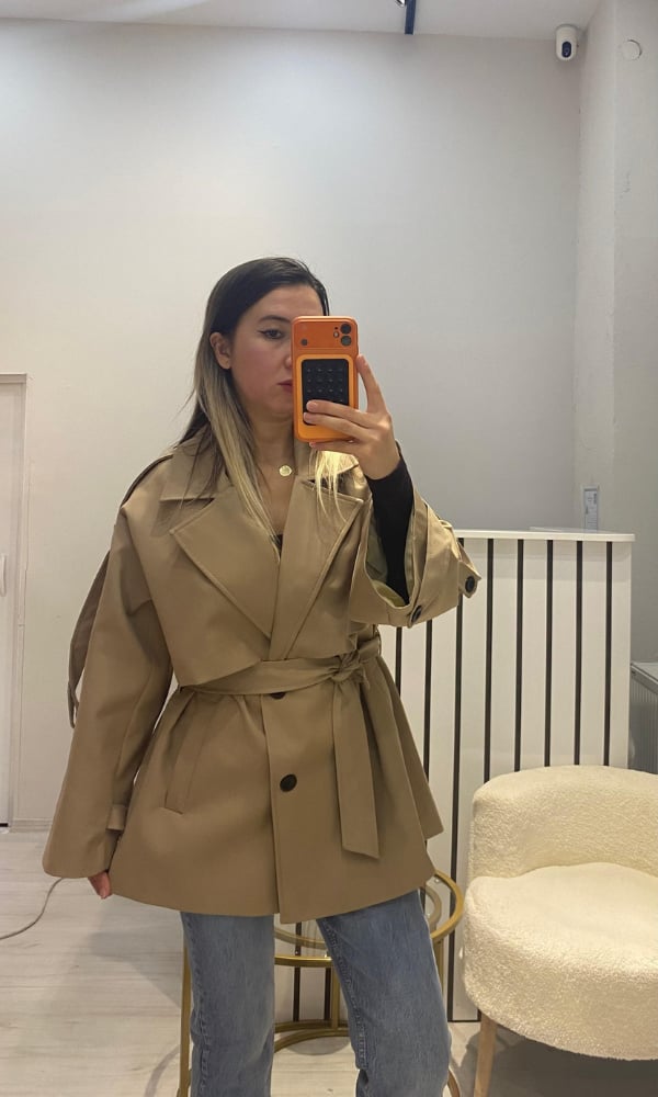 Oversize Kuşaklı Trençkot