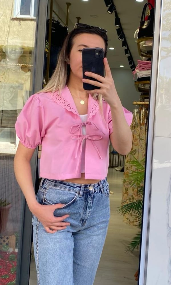 Pembe Fiyonklu Bluz