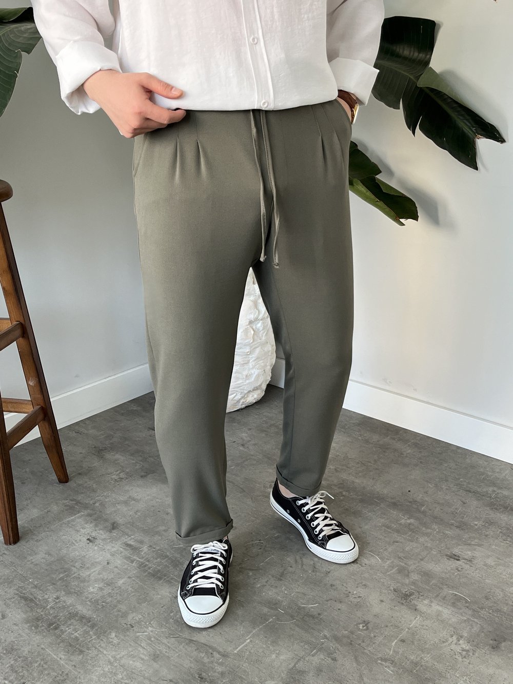 Duble Paça Jogger Paça Mint Yeşili Kumaş 