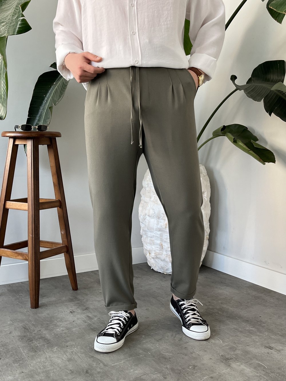 Duble Paça Jogger Paça Mint Yeşili Kumaş 