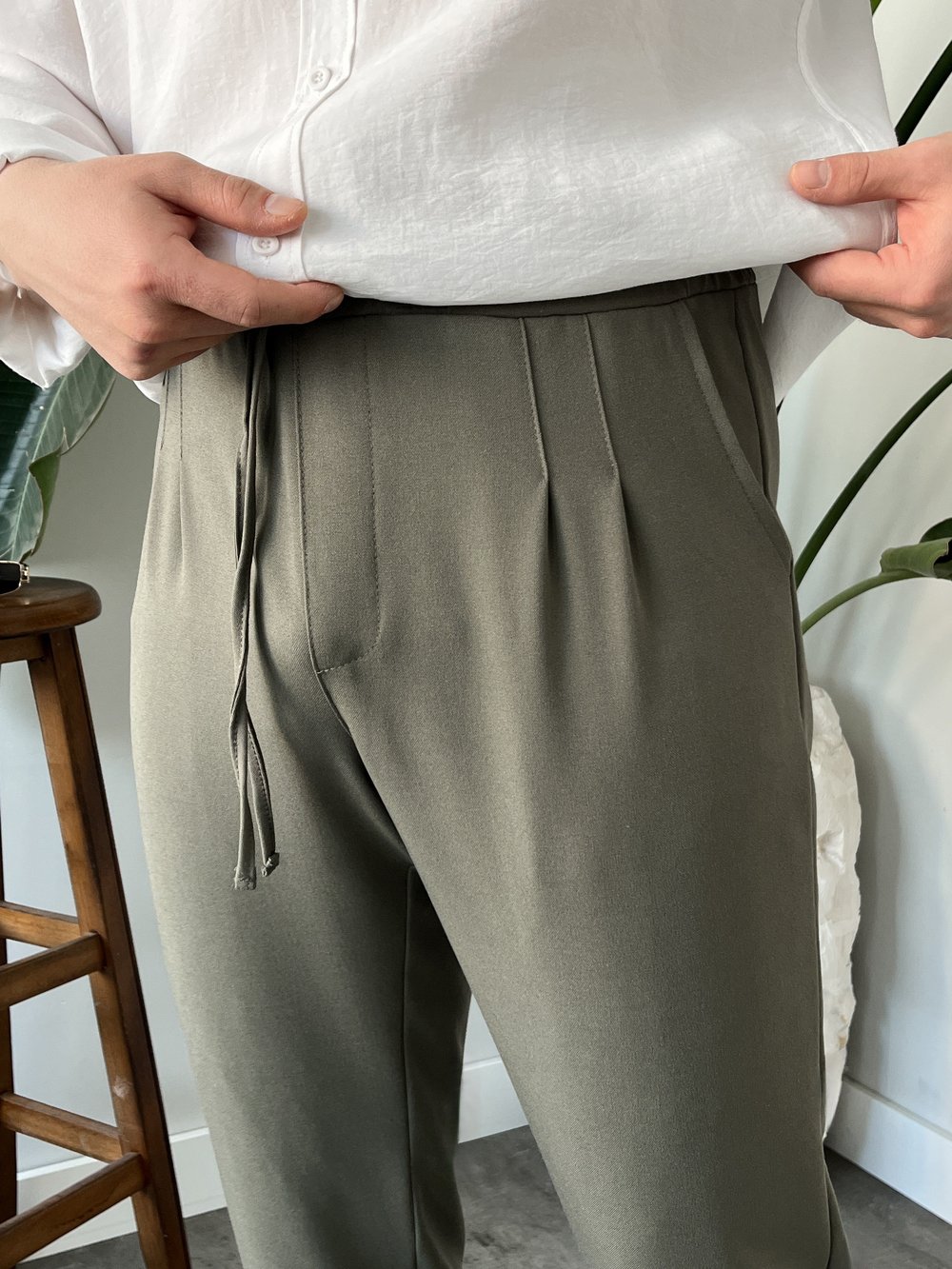 Duble Paça Jogger Paça Mint Yeşili Kumaş 
