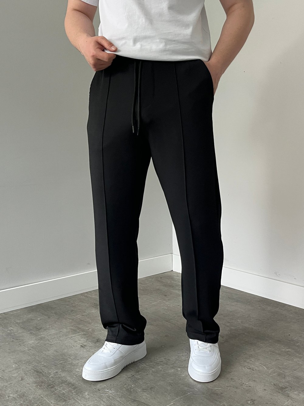 Krep Kumaş Baggy Pantolon Siyah