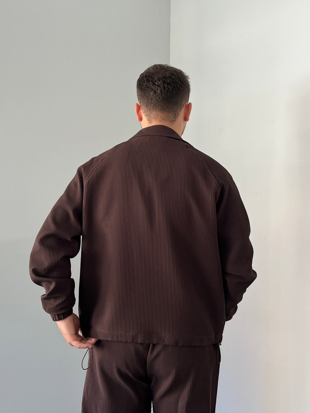 Oversize Fitilli Ceket Pantolon Kahverengi