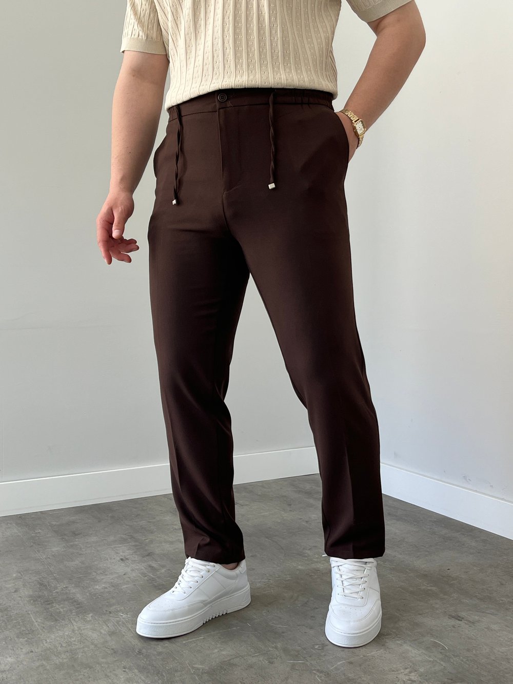 Premium Rahat Kalıp Kahverengi   Kumaş Pantolon