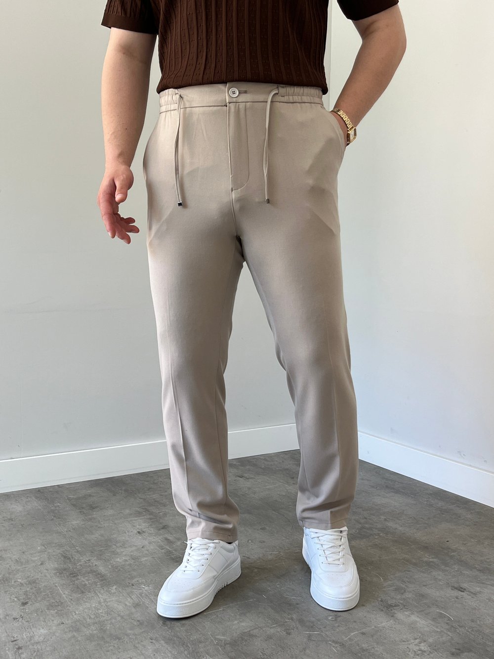 Premium Rahat Kalıp Krem  Kumaş Pantolon